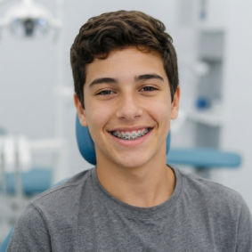 Paciente adolescente con tratamiento de ortodoncia.